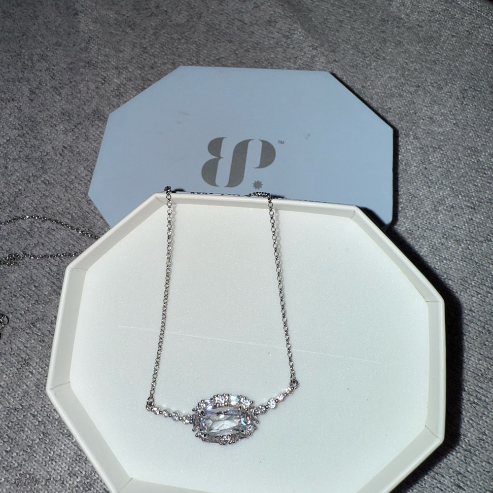 Dazzling Silver Necklace with Crystal Accent